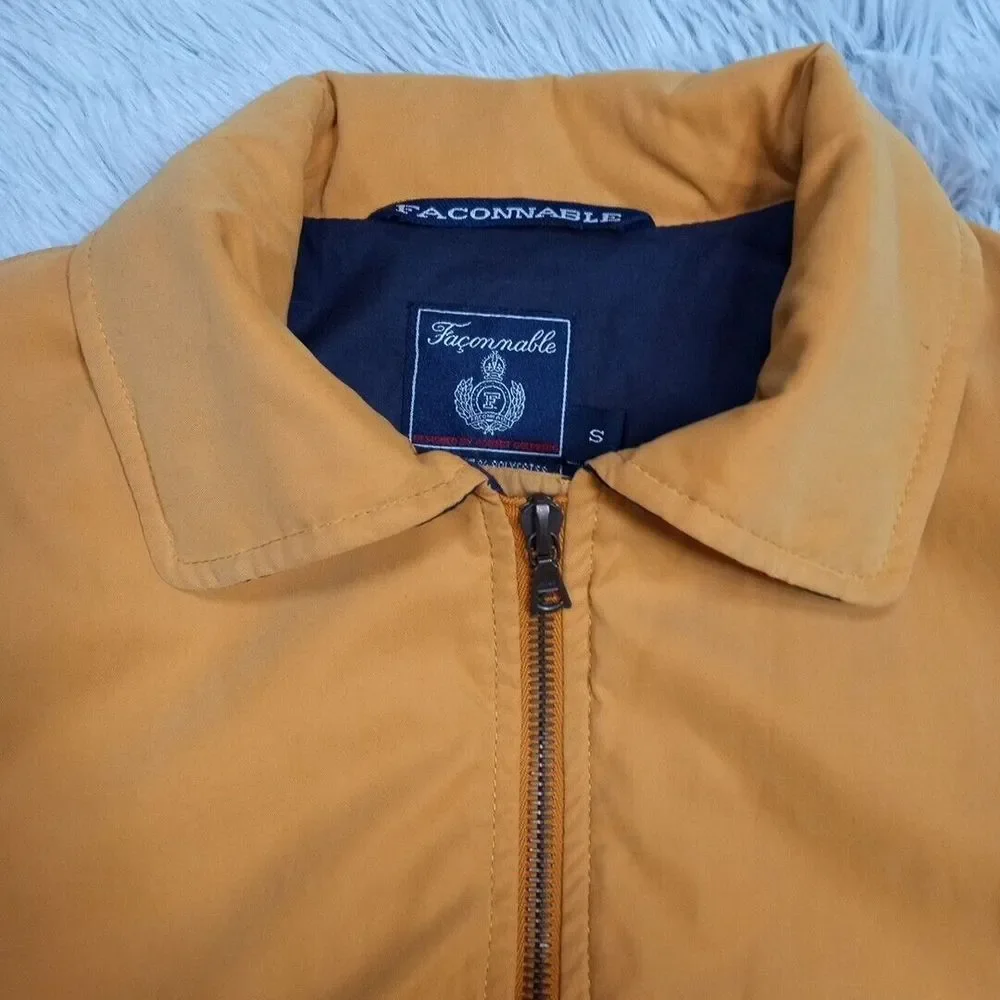 Vintage Faconnable‎ Jacket Mens S Yellow Ribbing Wool Blend Water Resistant - Picture 10 of 12